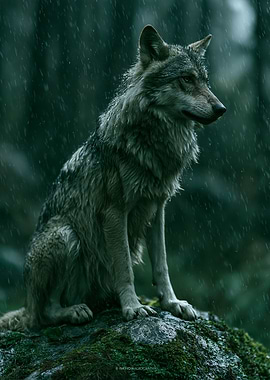 Wolf in the rain