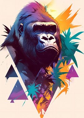 Gorilla with Tropical Elements