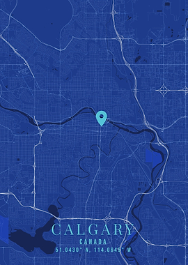 Calgary City Map with Location Pin