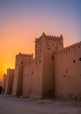 Ancient Desert Fortress at Sunset