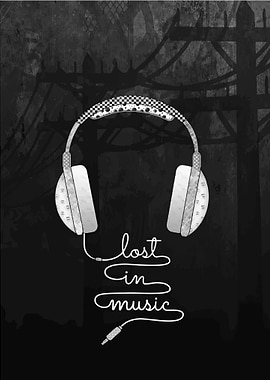 Headphones Lost in Music