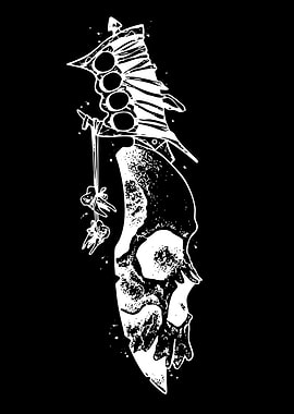 Skull and Knife Illustration