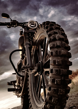 Motorcycle with Rugged Tire