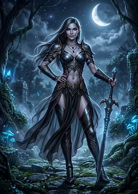 Elven Warrior with Glowing Sword