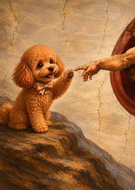 Poodle Reaching for God's Finger
