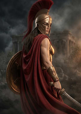 Warrior Woman in Ancient Armor