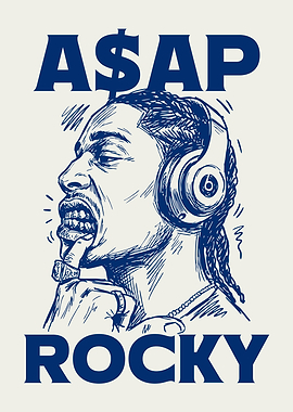 A$AP Rocky Sketch with Headphones
