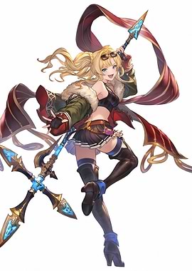 Anime Girl with Staff and Scarf
