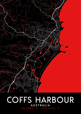 Coffs Harbour Dark Map