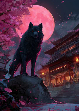 Black Wolf Under Pink Moon