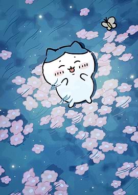 Cute Cat Among Cherry Blossoms