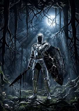 Knight in a dark forest