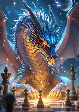 Dragon playing chess