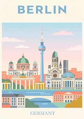 Berlin Skyline Travel Poster