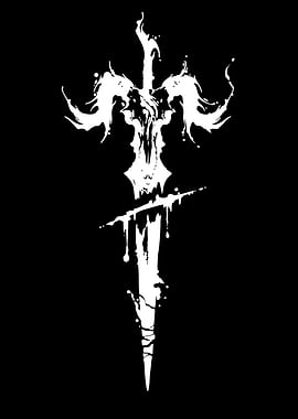 White Sword Emblem on Black Background