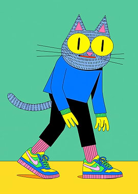 Cartoon Cat Wearing Sneakers