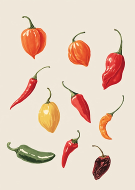 Assortment of Colorful Chili Peppers