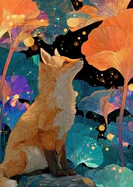 Fox in a mystical forest