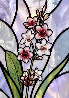 Plumeria Flowers - Stained Glass