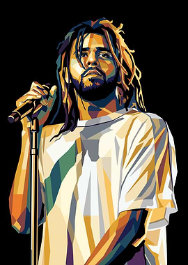 J. Cole Performing with Microphone