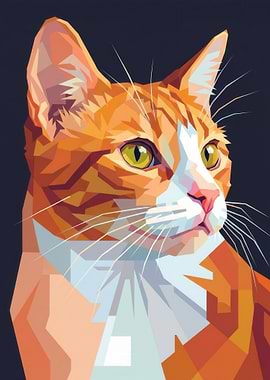 Geometric Orange Tabby Cat Portrait