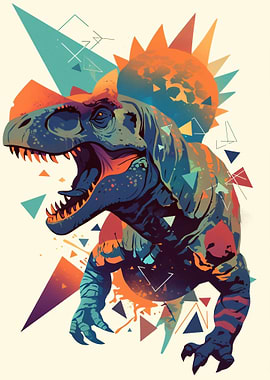 Dinosaur with Geometric Shapes