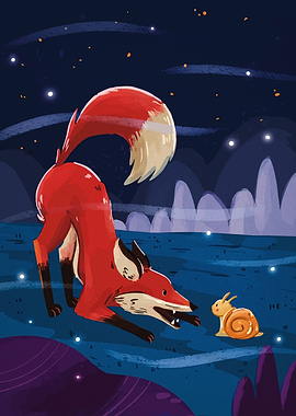 Fox and Snail at Night