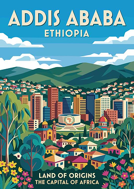 Addis Ababa Cityscape Poster