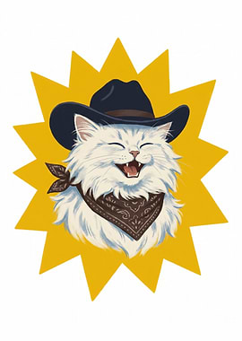 Funny Cowboy Cat Western Art