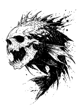 Skull Fish Monster Illustration