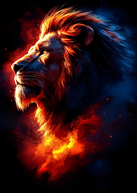 Fiery Lion Portrait