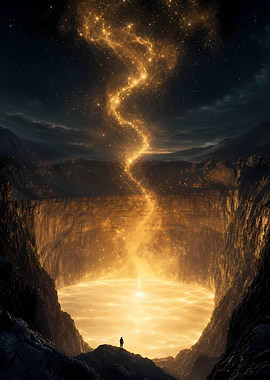 Cosmic Energy Flowing into a Crater