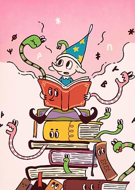 Elf Reading Books with Snakes
