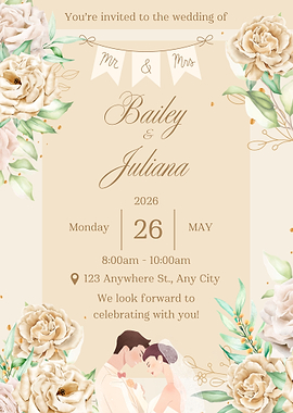 Wedding Invitation with Floral Accents