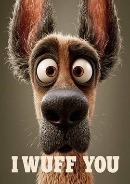 Funny Dog 'I Wuff You'
