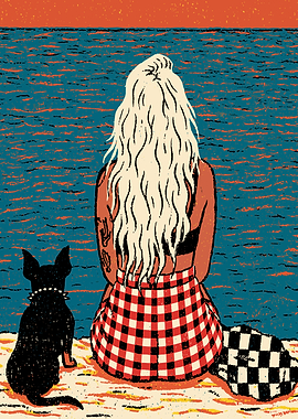Woman and Dog at the Beach