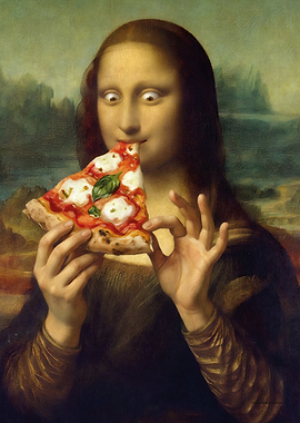 Mona Lisa Eating Pizza