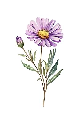 Purple Aster Flower and Bud