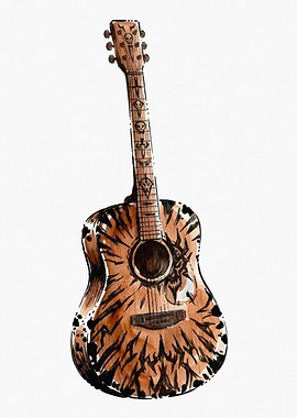 Gothic Acoustic Guitar Illustration