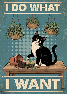 Cat knocking over plant