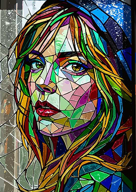 Stained Glass Portrait of a Woman