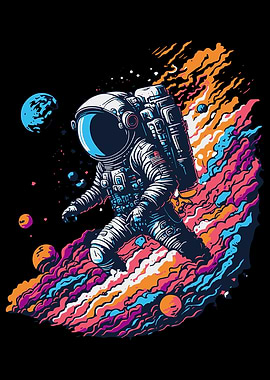 Astronaut in Colorful Nebula