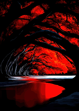 Crimson Forest Tunnel Reflection