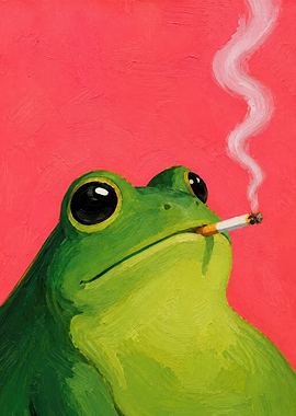Frog Smoking Cigarette
