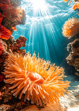 Underwater Coral Reef with Sunbeams