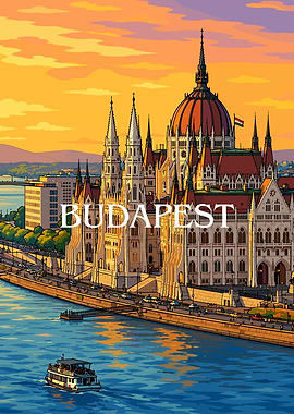 Budapest Parliament Building at Sunset