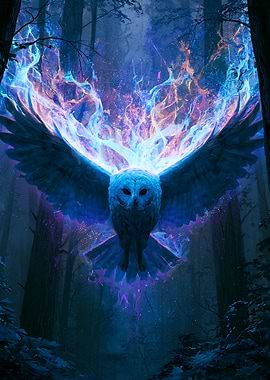 Magical Owl in a Dark Forest