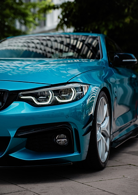 Blue BMW sports car front view