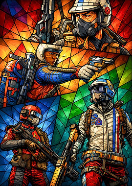 Stained Glass Military Characters