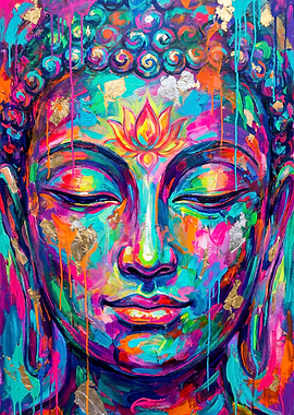 Vibrant Buddha Face Painting
